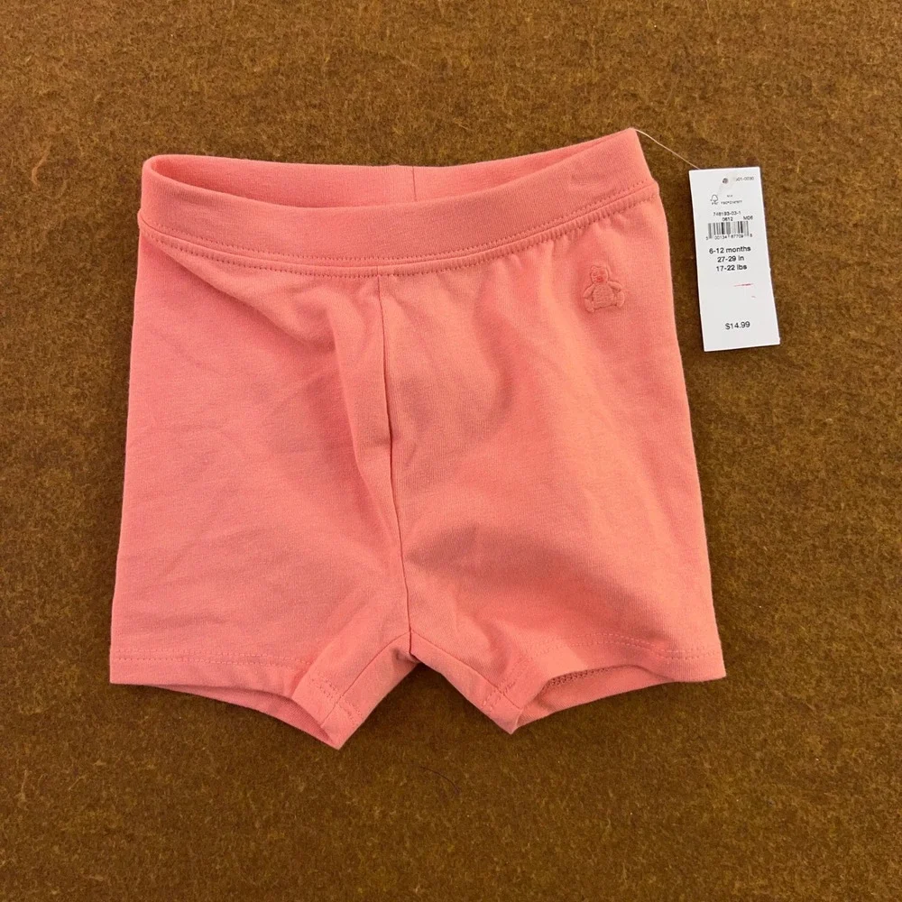Carters Gap Baby Girls 6M Coral Pink Cotton Elastic Waist Bundle Shorts New